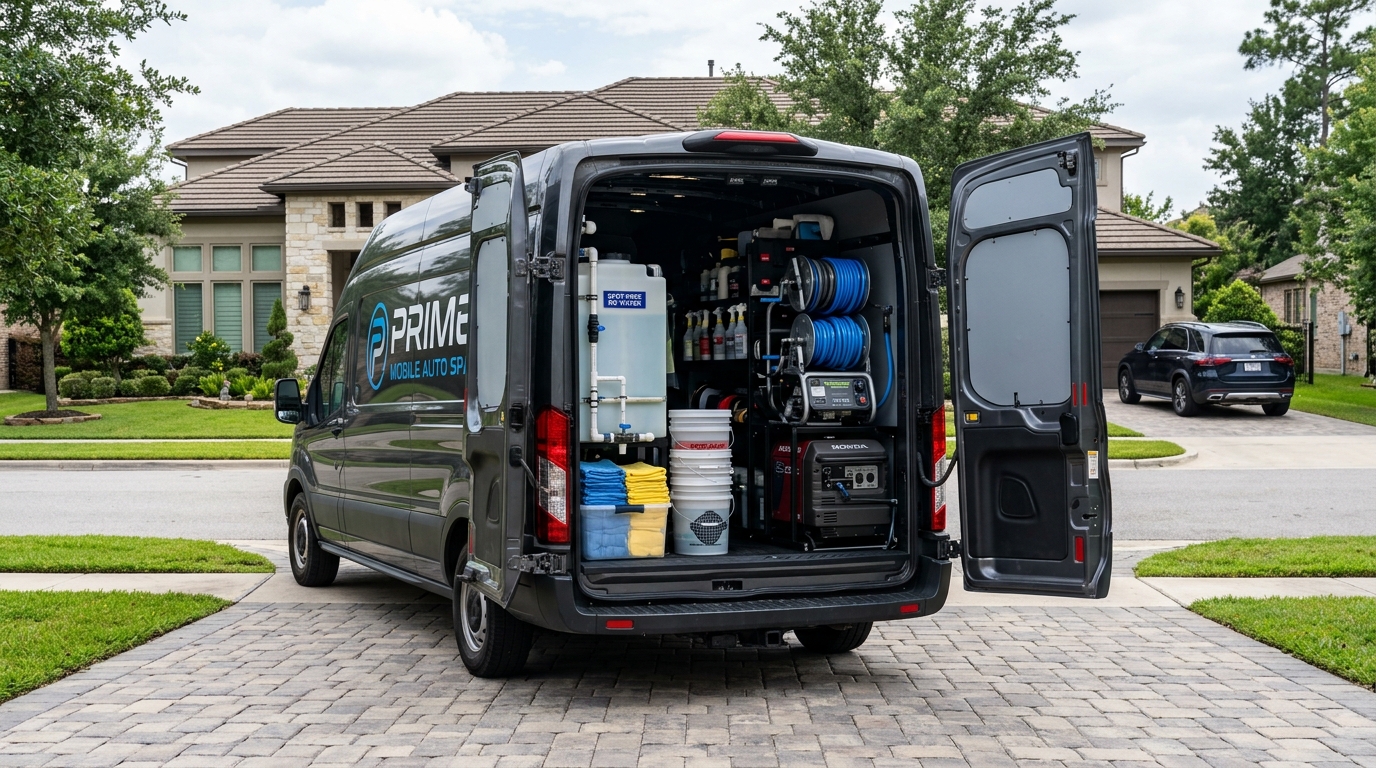 Mobile detailing van with RO water and power