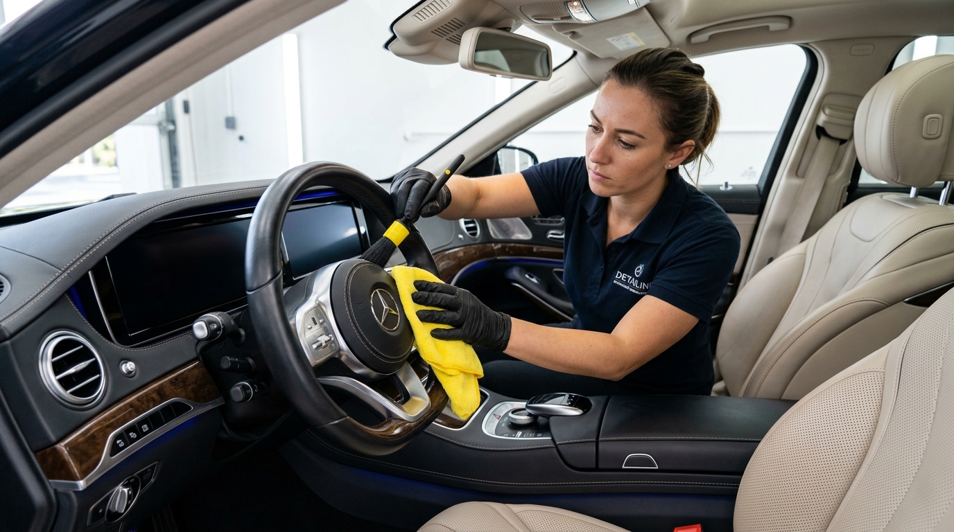 Detailed luxury car interior